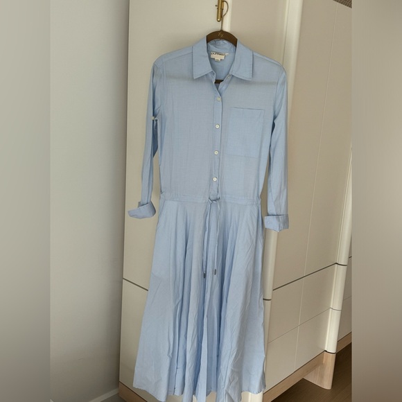 Pure DKNY Light Blue Midi Dress with long sleeve. SizeXP - Picture 10 of 13